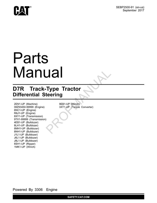 Catalogue de pièces détachées pour différentiel de direction pour tracteur à chenilles Caterpillar D7R