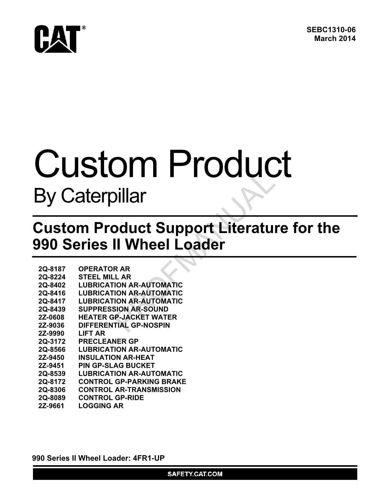 Caterpillar Cat 990 Series II Wheel Loader Parts Catalog Manual SEBC1310