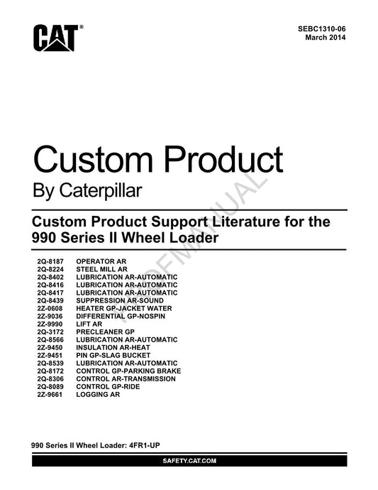 Caterpillar Cat 990 Series II Wheel Loader Parts Catalog Manual SEBC1310