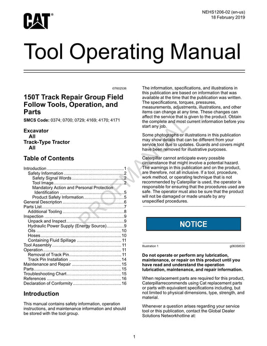 Caterpillar Cat 150T Track-Type Tractor Parts Catalog Manual