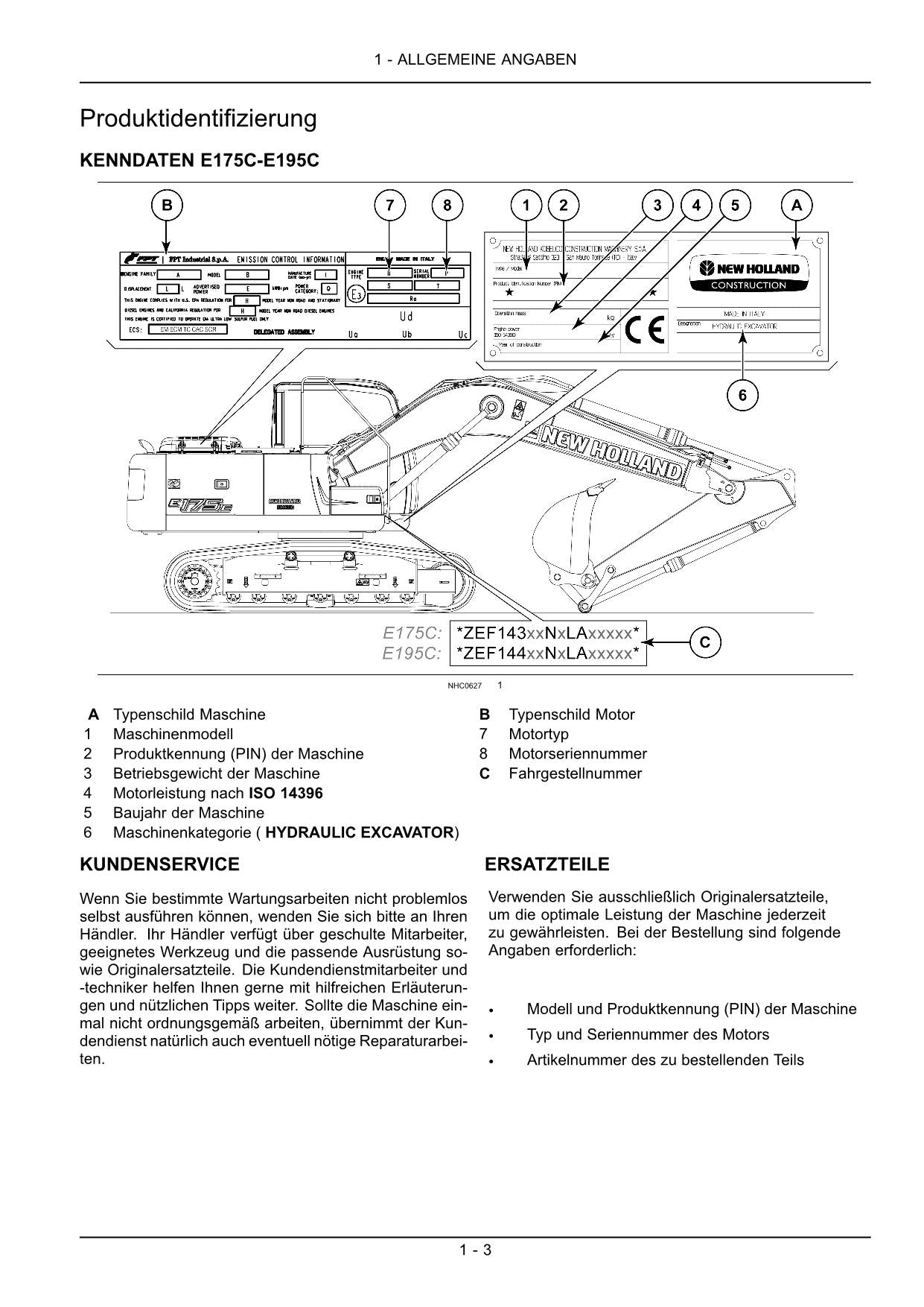 New Holland E175C E195C Bagger Manuel d'instructions