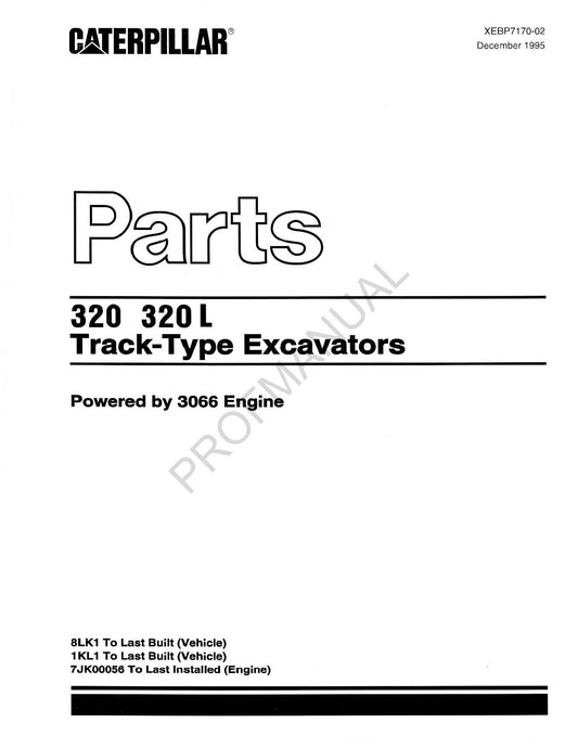 Manuel du catalogue des pièces détachées pour pelle à chenilles Caterpillar Cat 320 320L