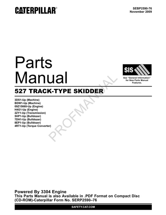 Caterpillar Cat 527 Track Type Skidder Parts Catalog Manual