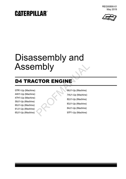 Caterpillar CAT D4 TRACTOR ENGINE Manual Disassembly Assembly