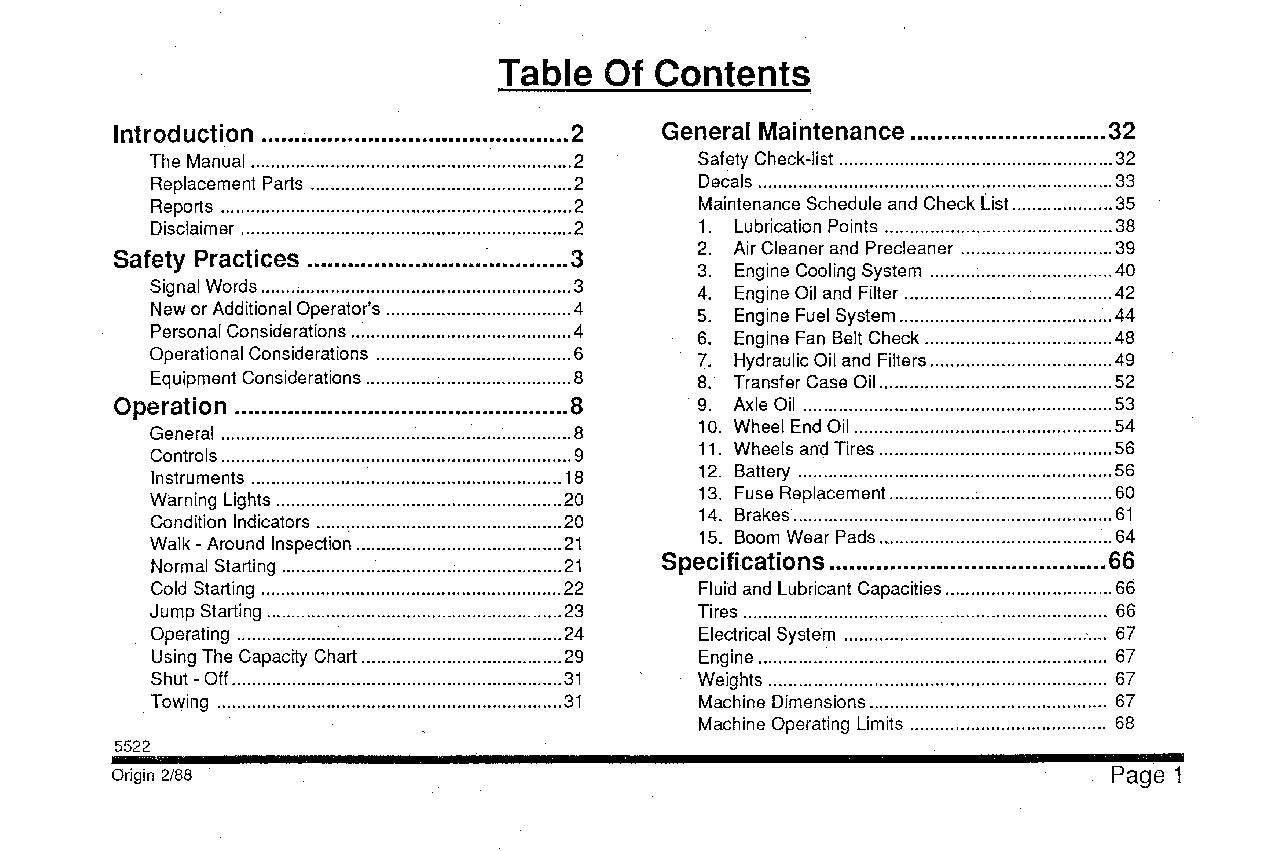 SKYTRAK 5522 Telehandler Maintenance Operation Operators Manual