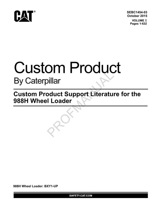 Caterpillar Cat 988H Wheel Loader Parts Catalog Manual SEBC1454