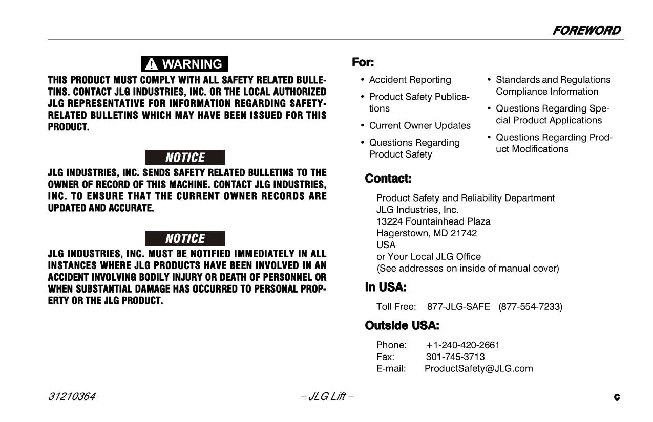 TOUCAN 10E 8E Vertical Mast Maintenance Operation Operators Manual