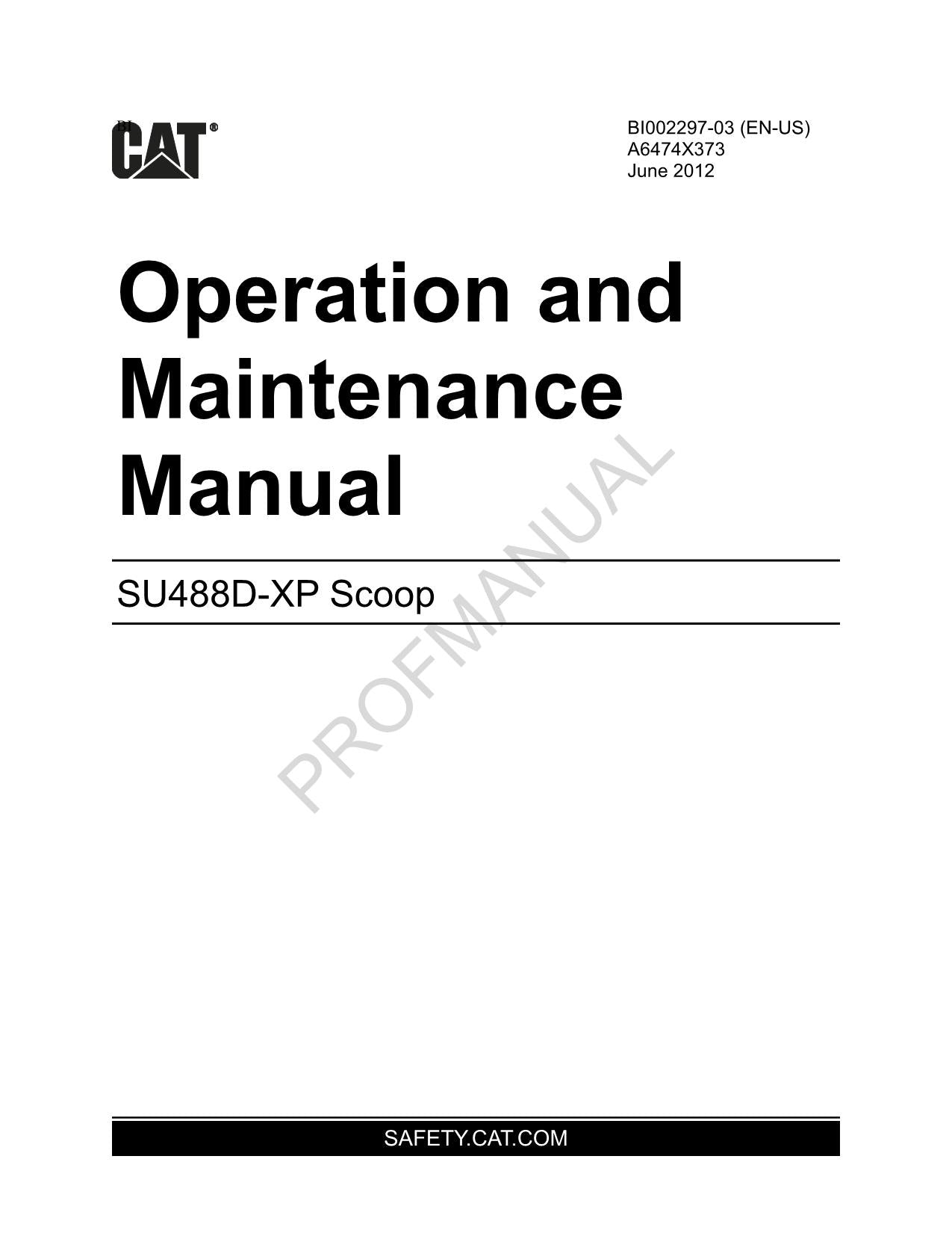 Wartungshandbuch für Caterpillar Cat SU488D-XP Scoop-Bediener