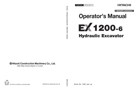 HITACHI EX1200-6 HYDRAULIKBAGGER – BEDIENUNGSANLEITUNG