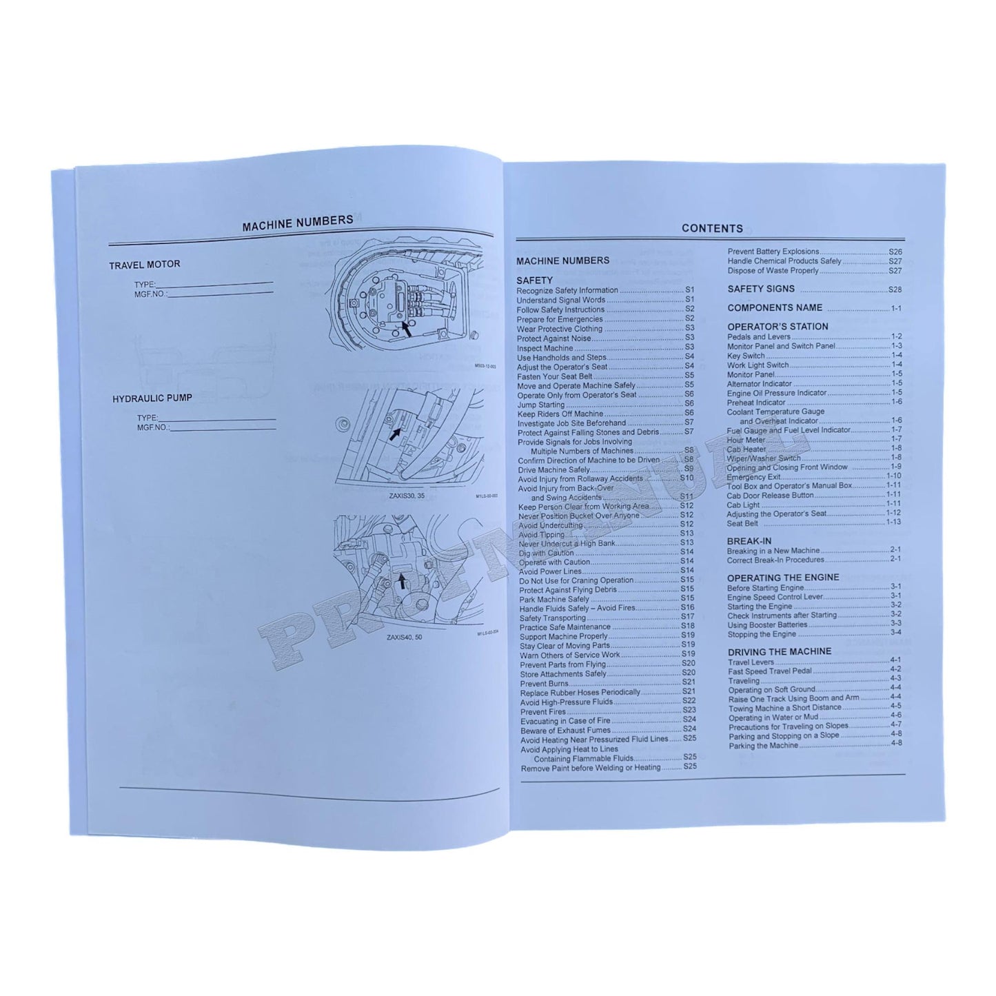 HITACHI ZAXIS ZX 30 35 40 50 EXCAVATOR OPERATORS MANUAL