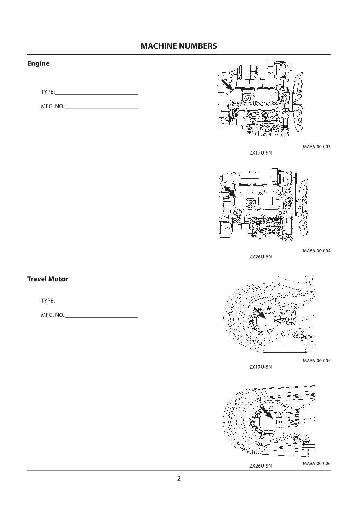 HITACHI 17U-5N 26U-5N HYDRAULIC EXCAVATOR OPERATORS MANUAL