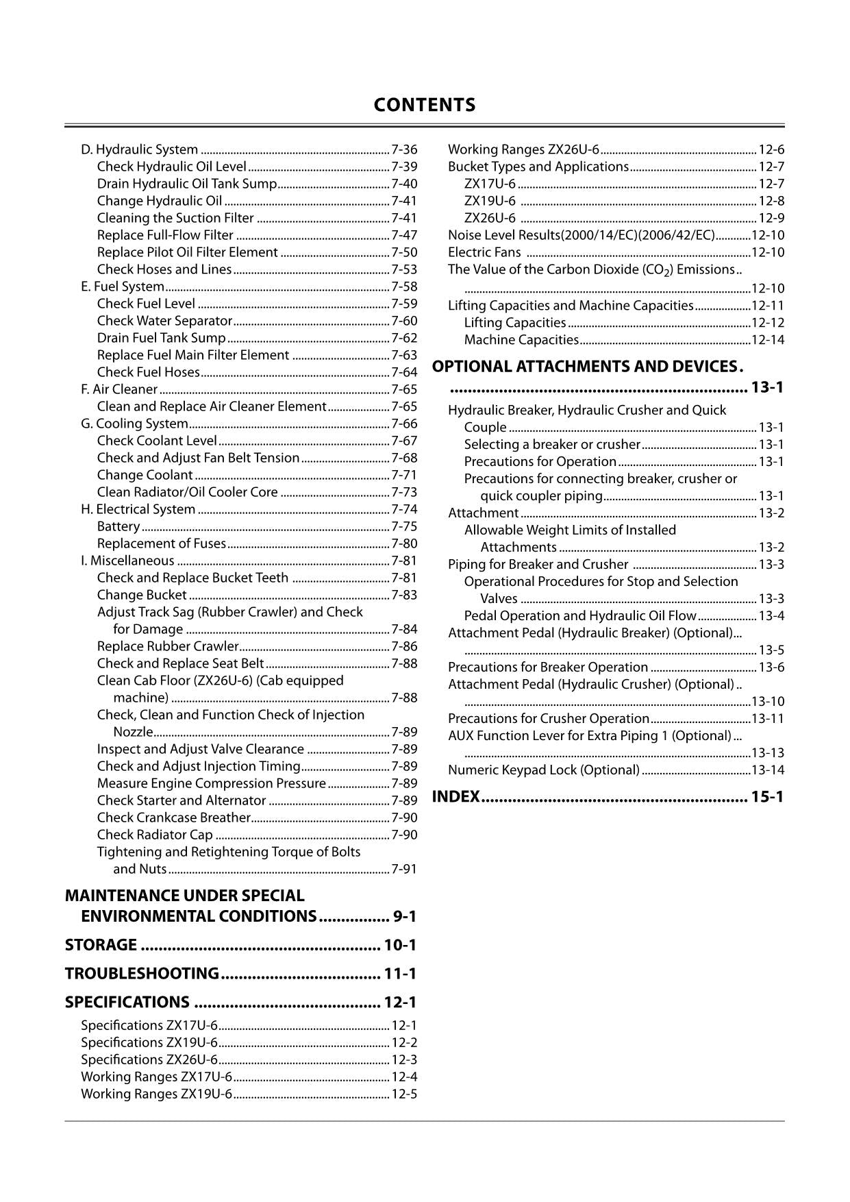 HITACHI 17U-6 19U-6 26U-6 HYDRAULIC EXCAVATOR OPERATORS MANUAL