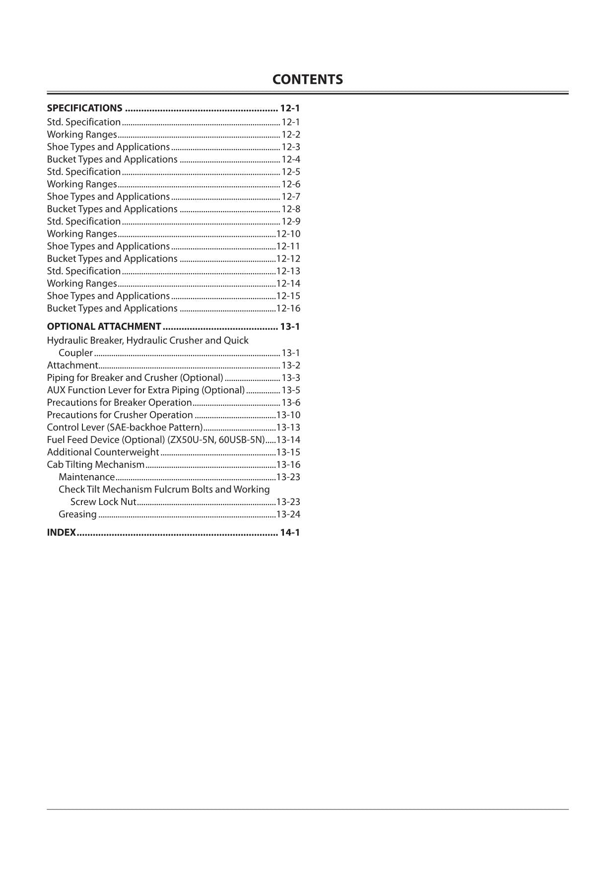 HITACHI 30U-5N 35U-5N 50U-5N 60USB-5N EXCAVATOR OPERATORS MANUAL