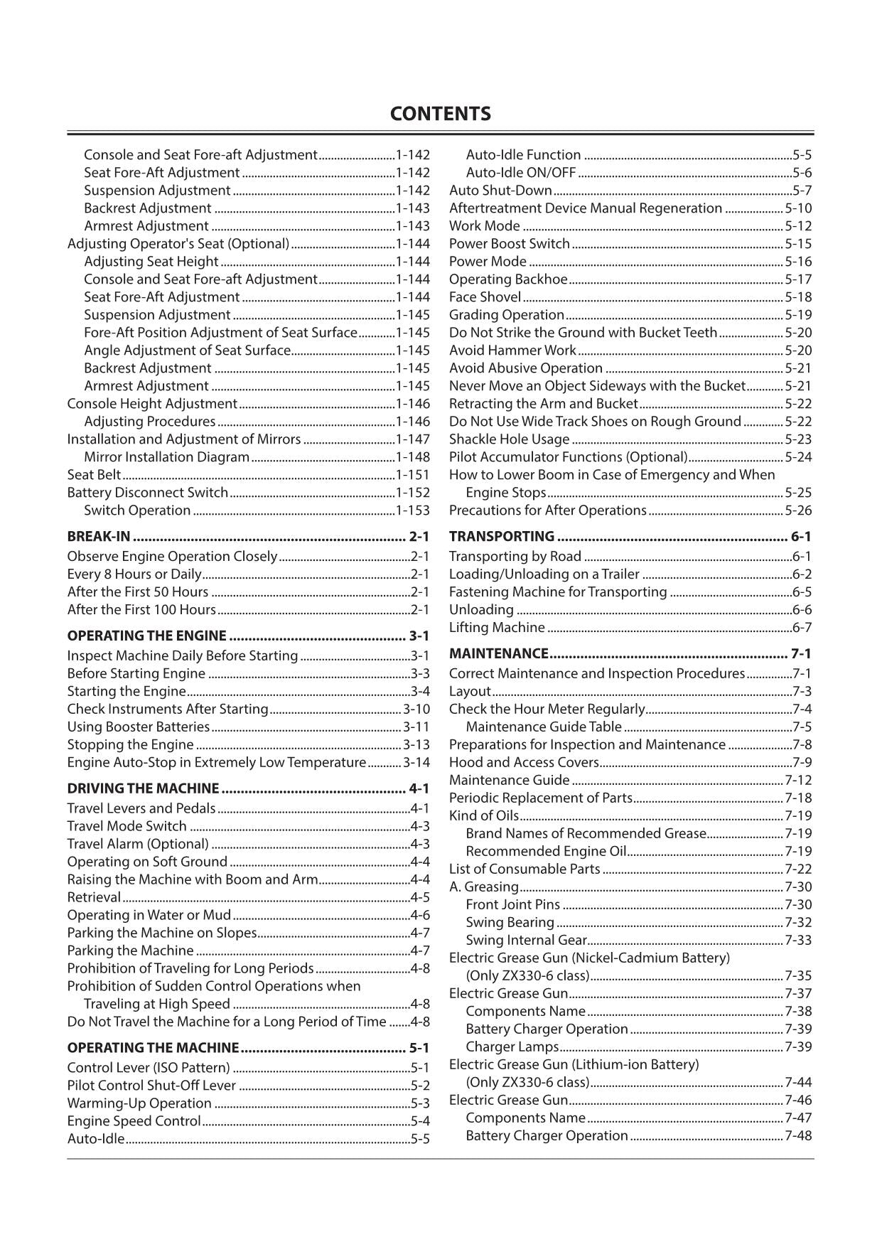 HITACHI 120-6 160-6 200-6 240-6 300-6 330-6  class  EXCAVATOR OPERATORS MANUAL