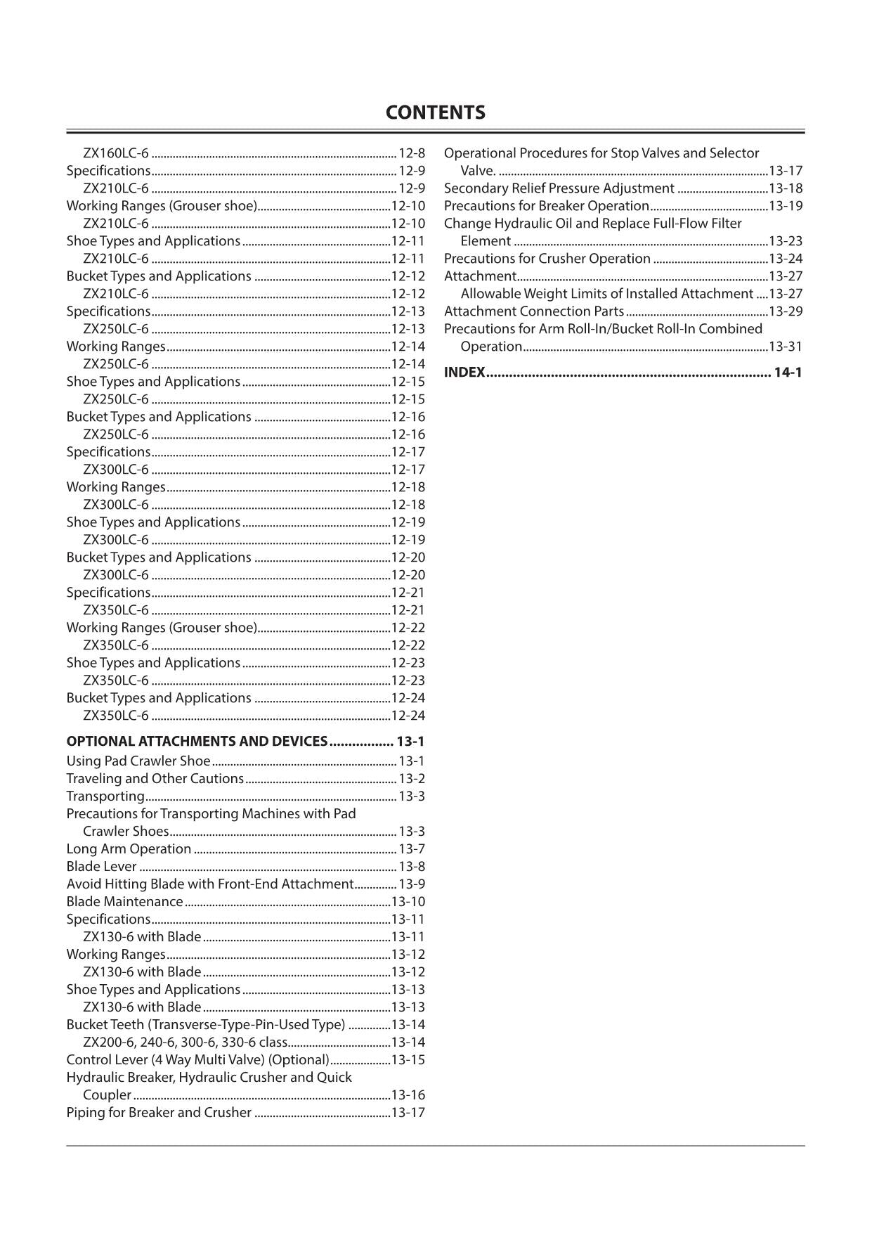 HITACHI 120-6 160-6 200-6 240-6 300-6 330-6  class  EXCAVATOR OPERATORS MANUAL