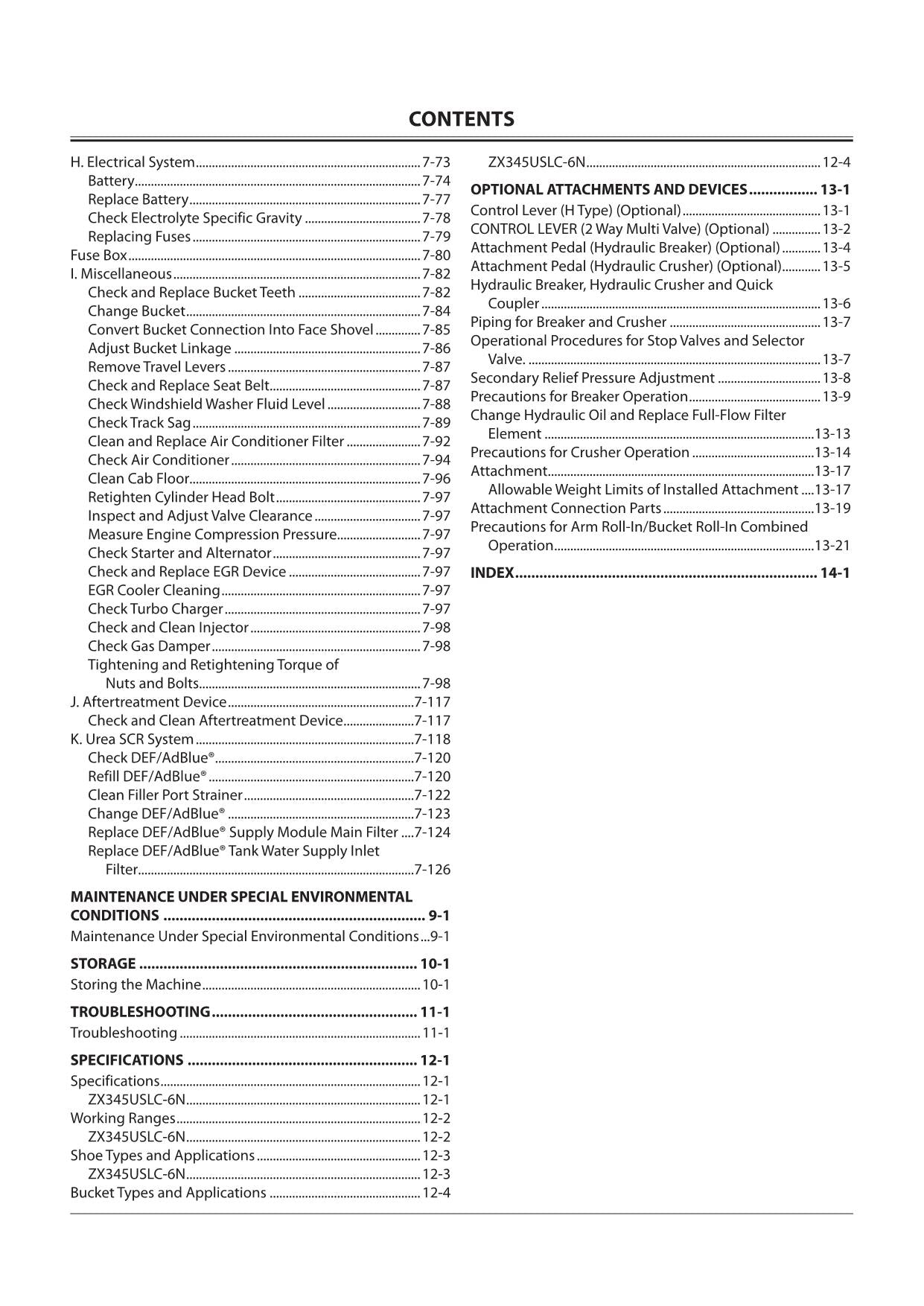 HITACHI 345USLC-6N HYDRAULIC EXCAVATOR OPERATORS MANUAL