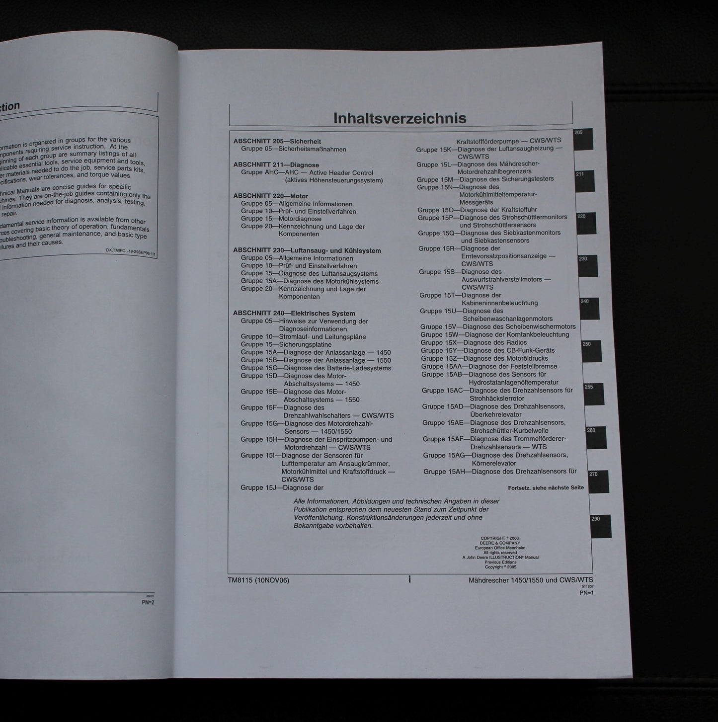 John Deere 1550 WTS 1450 mähdrescher REPARATURHANDBUCH FUNKTIONSWEISE PRUFUNGEN