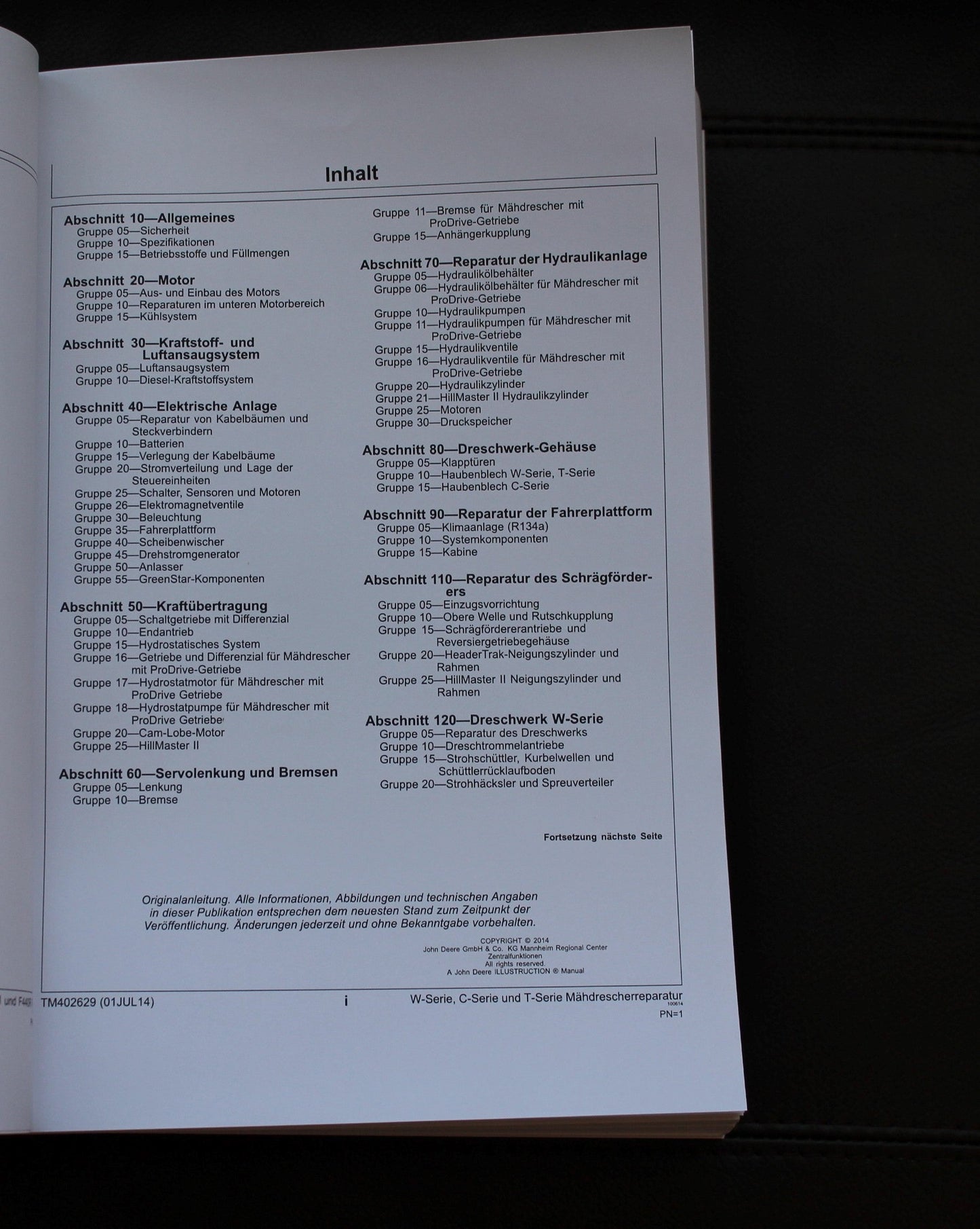 John Deere W550 W650 W660 T550 T660 T670 C670 mähdrescher reparaturhandbuch