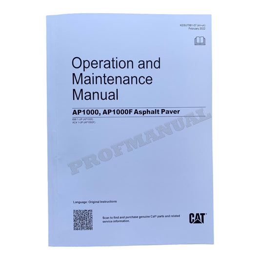 Caterpillar AP1000 AP1000F Asphalt Paver Operators Maintenance Manual