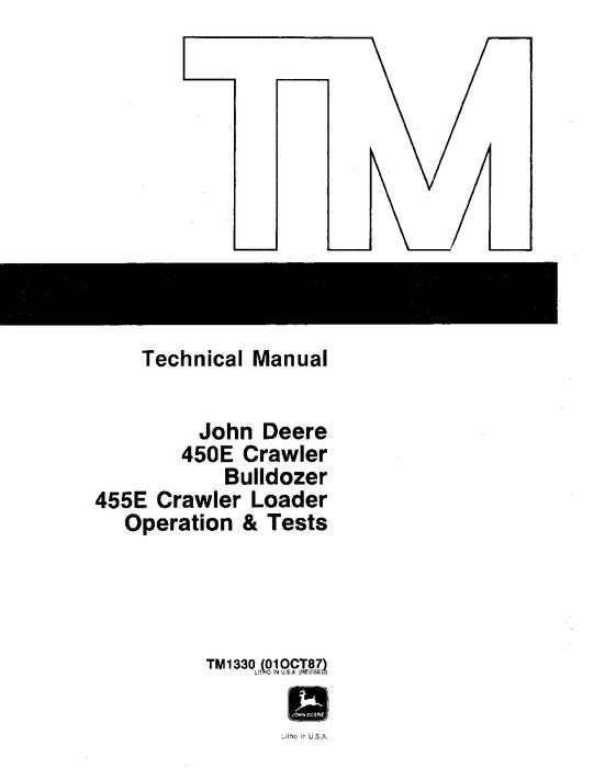 MANUEL D'ENTRETIEN ET DE TEST DE FONCTIONNEMENT DES CHENILLES JOHN DEERE 450E 455E