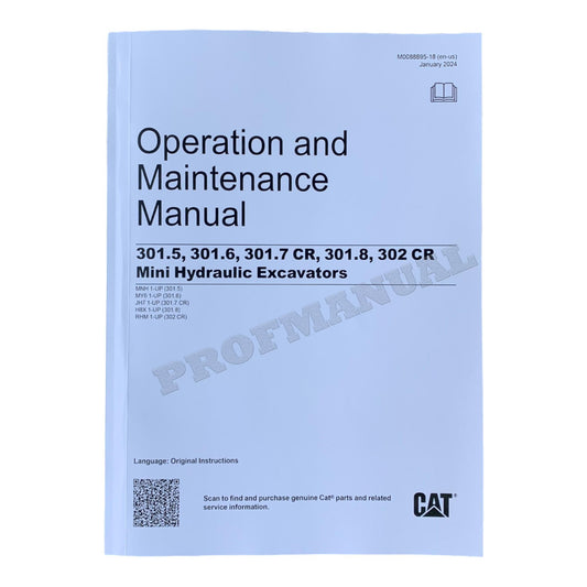 Caterpillar 301.8 302 CR Mini Hydraulic Excavator Operators Maintenance Manual