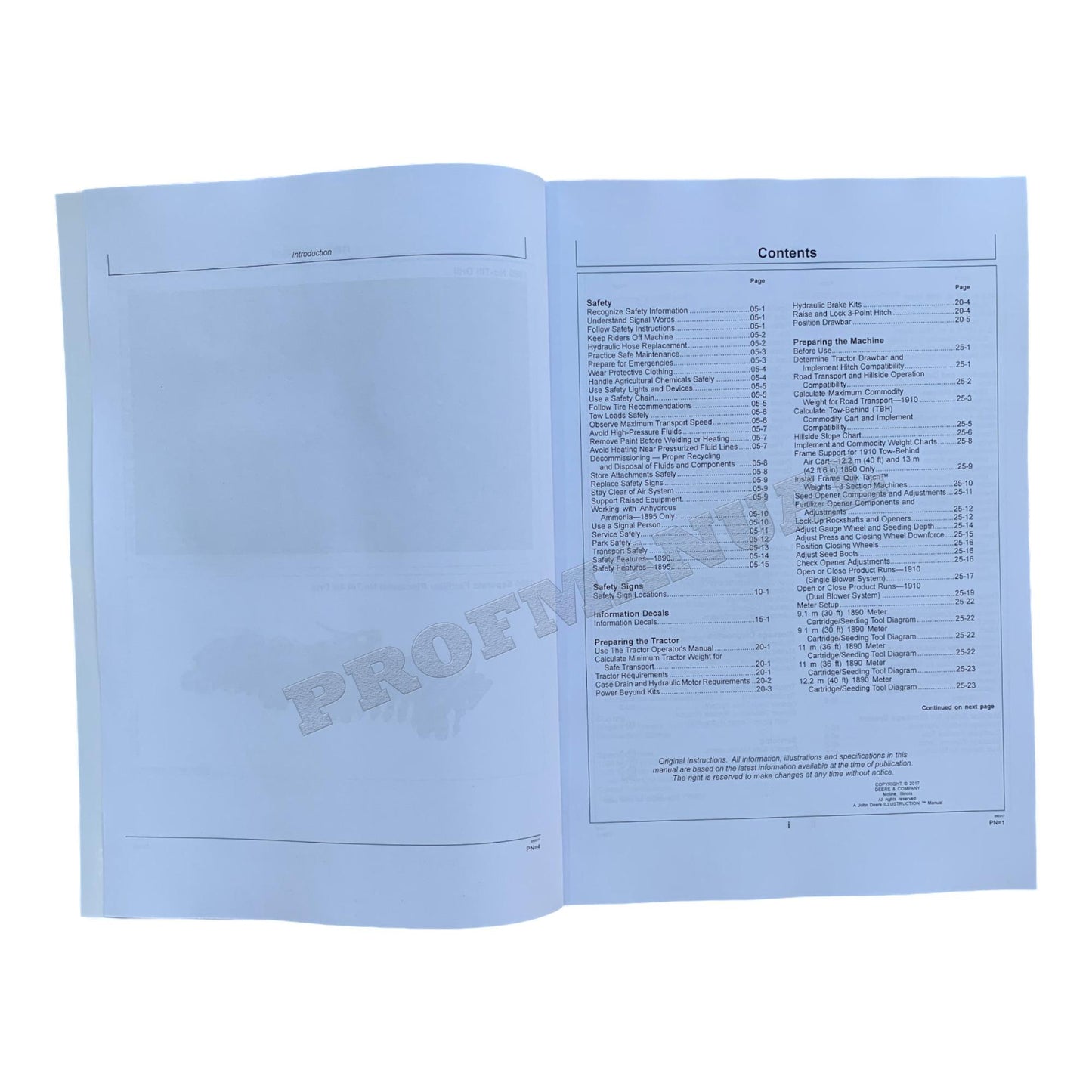 JOHN DEERE 1890  1895 SFP AIR DRILL OPERATORS MANUAL