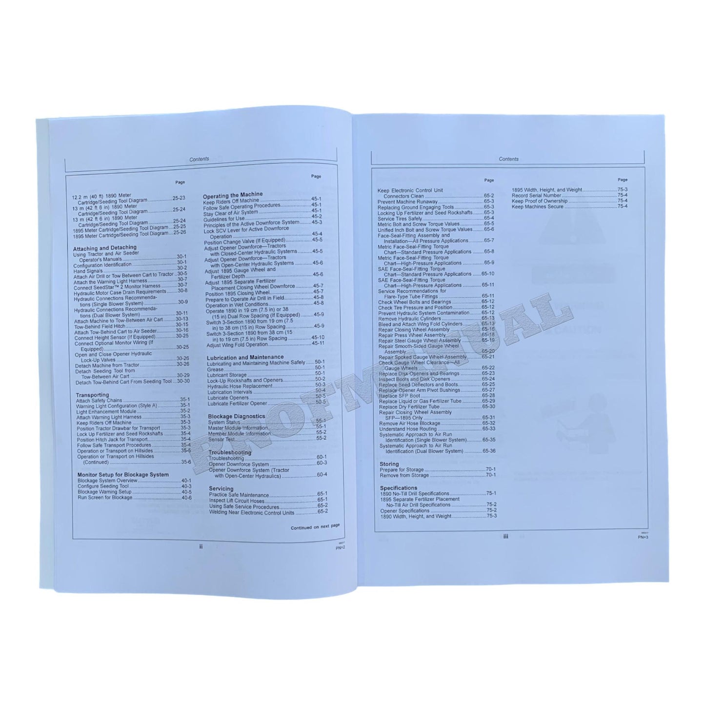 JOHN DEERE 1890  1895 SFP AIR DRILL OPERATORS MANUAL