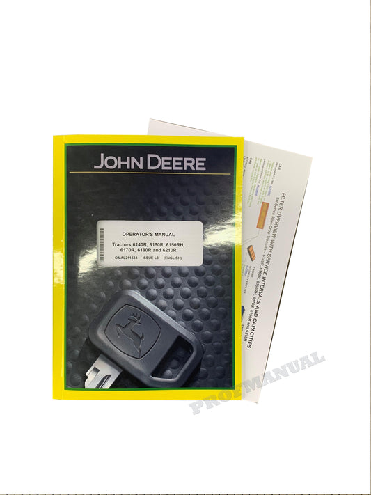 JOHN DEERE 6150R 6150RH 6170R 6190R 6210R 6140R TRACTOR OPERATORS MANUAL +BONUS!