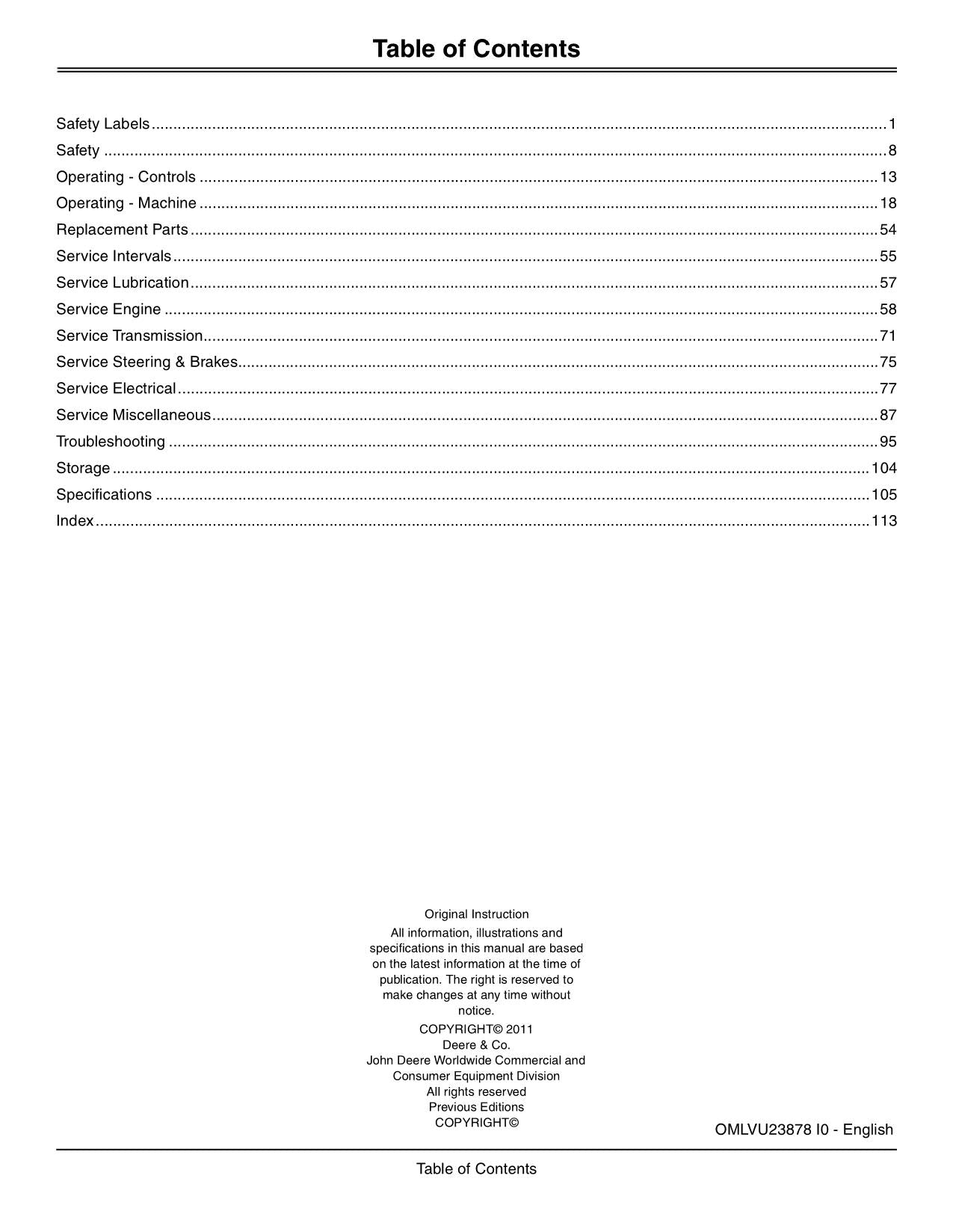 JOHN DEERE 3032E 3038E TRACTOR OPERATORS MANUAL AUSTRALIA 710001-