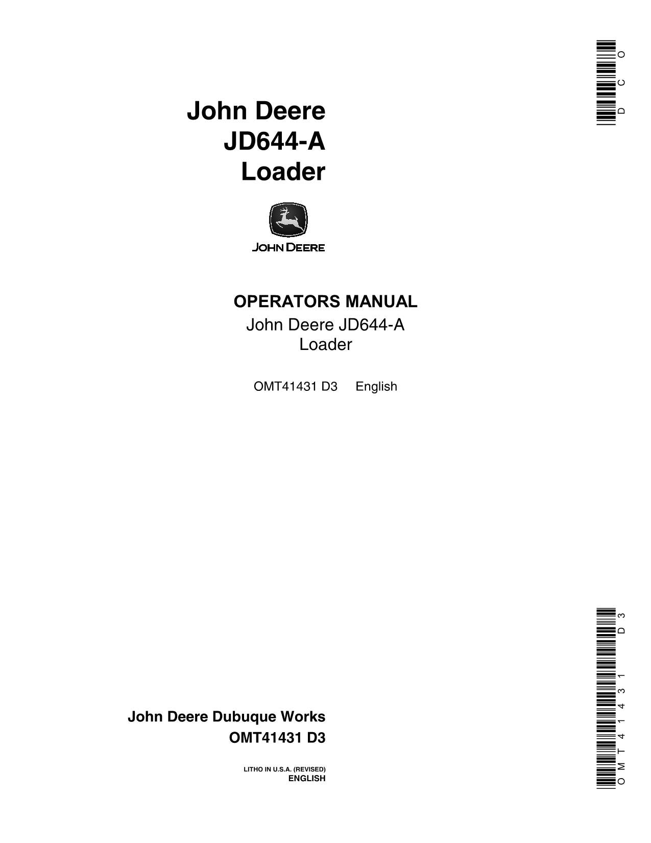 MANUEL D'UTILISATION DU CHARGEUR JOHN DEERE 244J 304J 