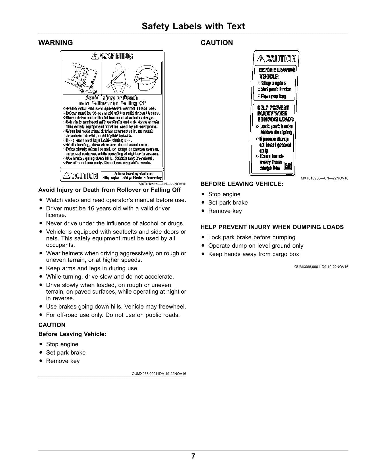 JOHN DEERE XUV835E XUV835R XUV835M GATOR OPERATORS MANUAL 010001-