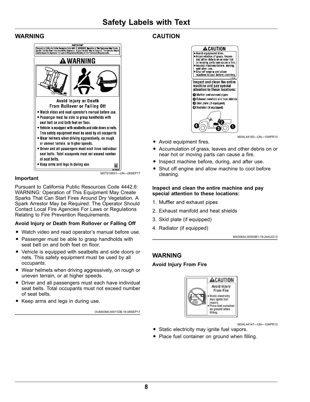 JOHN DEERE XUV835E XUV835R XUV835M GATOR OPERATORS MANUAL 010001-