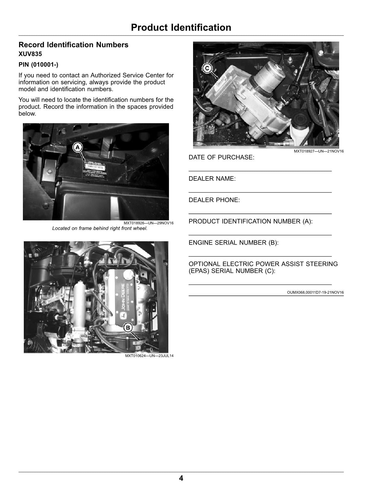 JOHN DEERE XUV835E 835M 835R GATOR BEDIENUNGSANLEITUNG 010001-030000