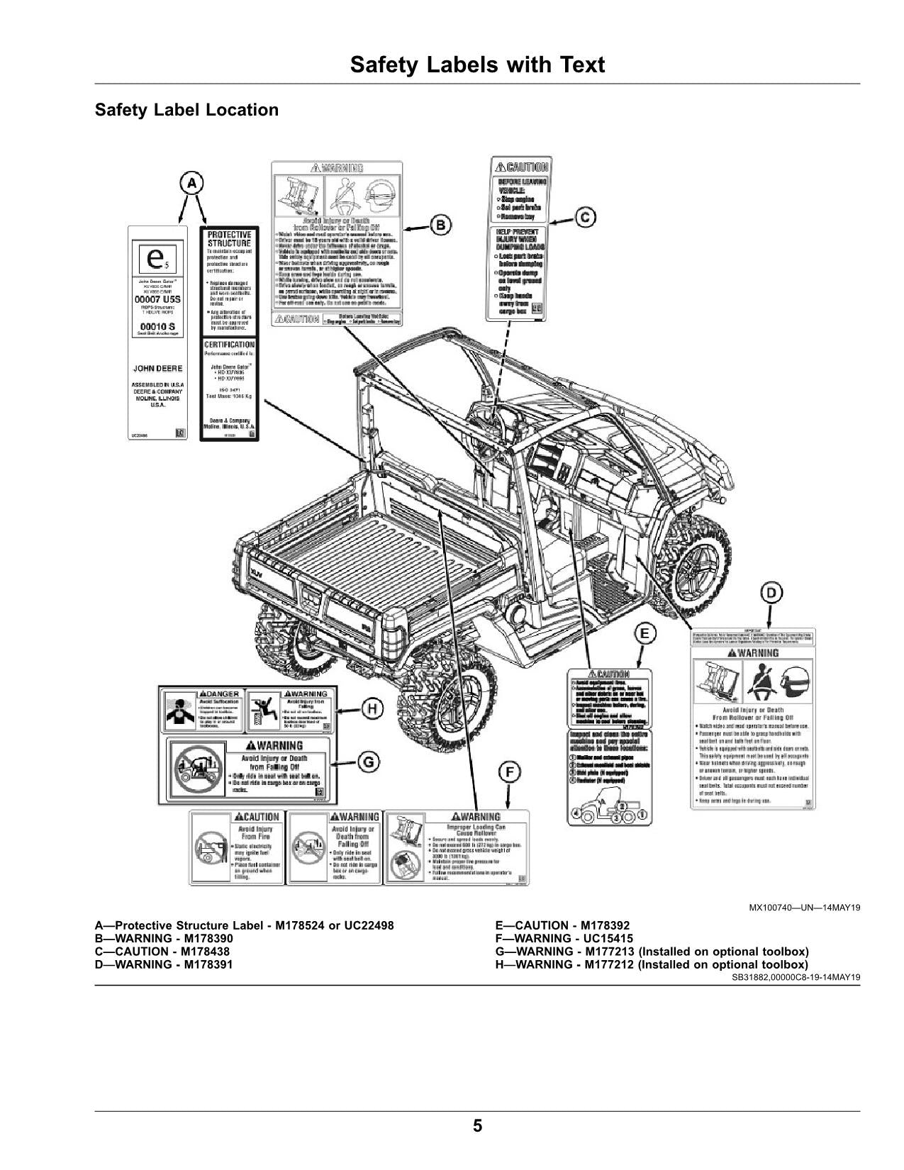 JOHN DEERE XUV835E 835R 835M GATOR OPERATORS MANUAL 030001-