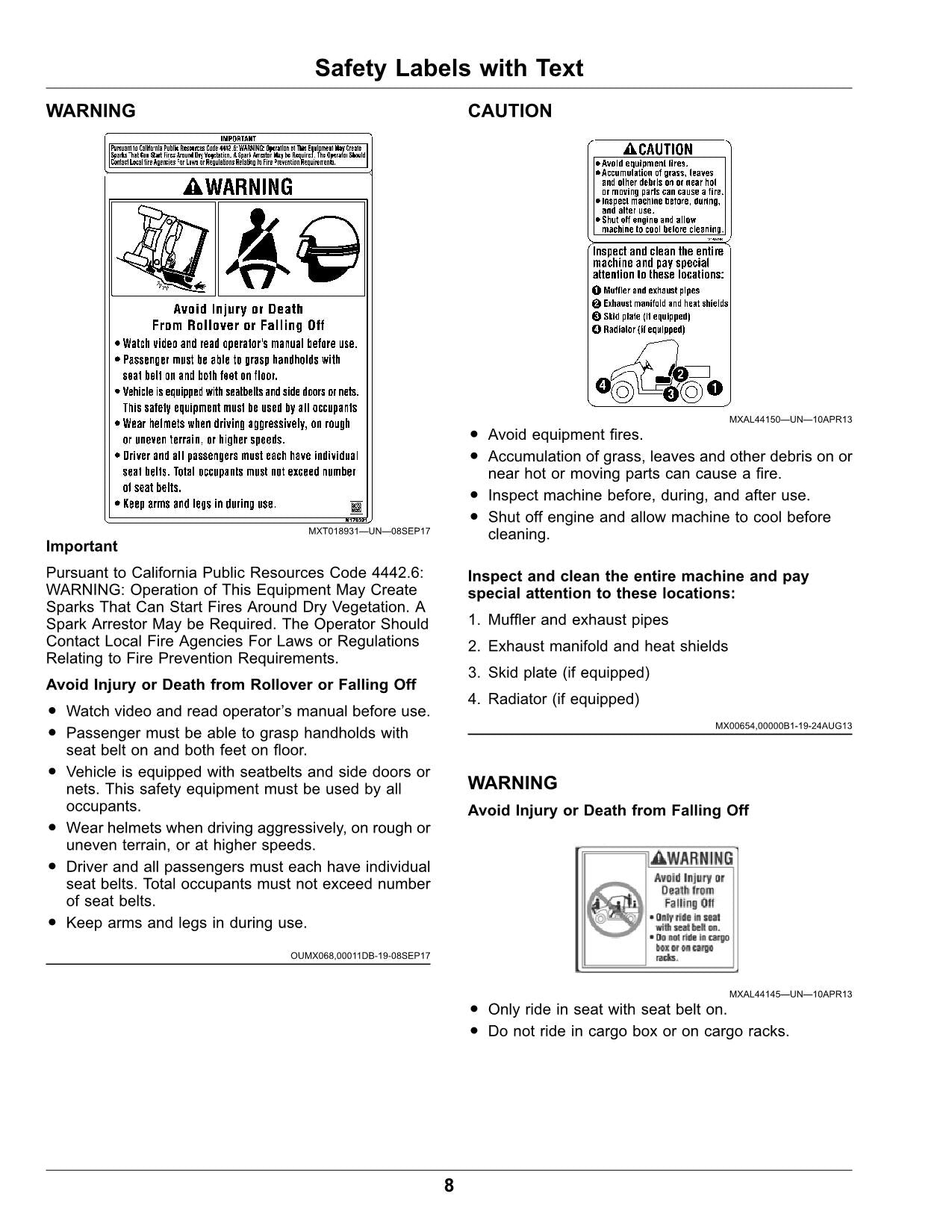 JOHN DEERE XUV835E 835R 835M GATOR OPERATORS MANUAL 030001-