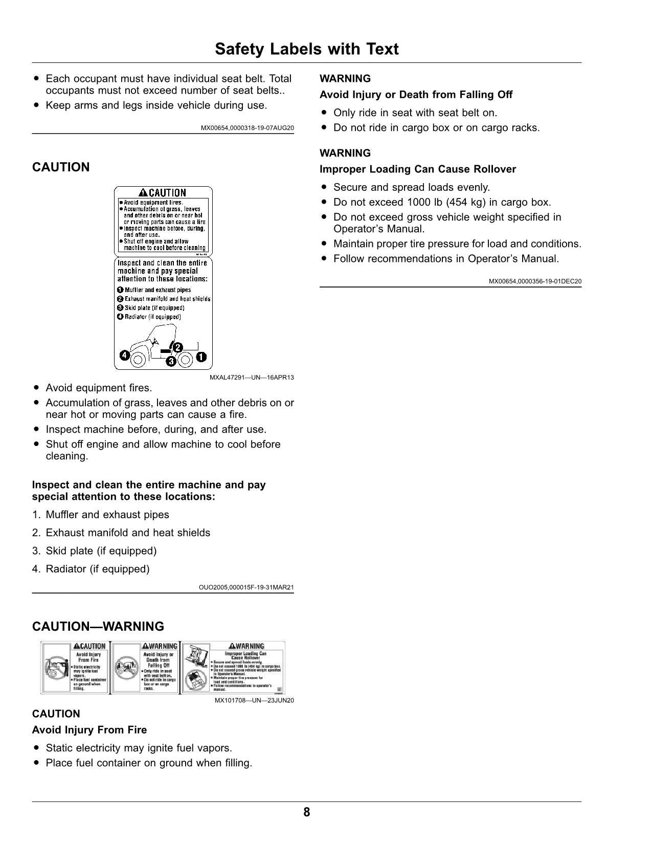 JOHN DEERE XUV835E XUV835M XUV835R GATOR OPERATORS MANUAL 040001-