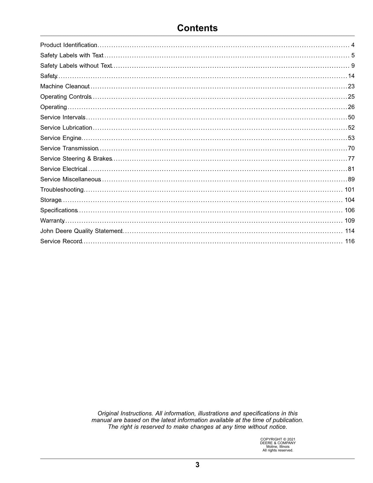 JOHN DEERE  XUV835E XUV835M XUV835R  GATOR OPERATORS MANUAL