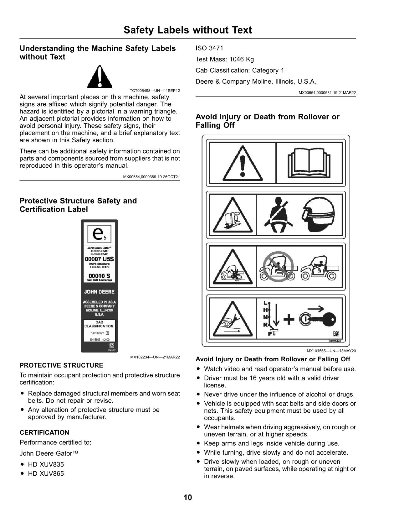 JOHN DEERE XUV835E XUV835M XUV835R GATOR OPERATORS MANUAL 060001-