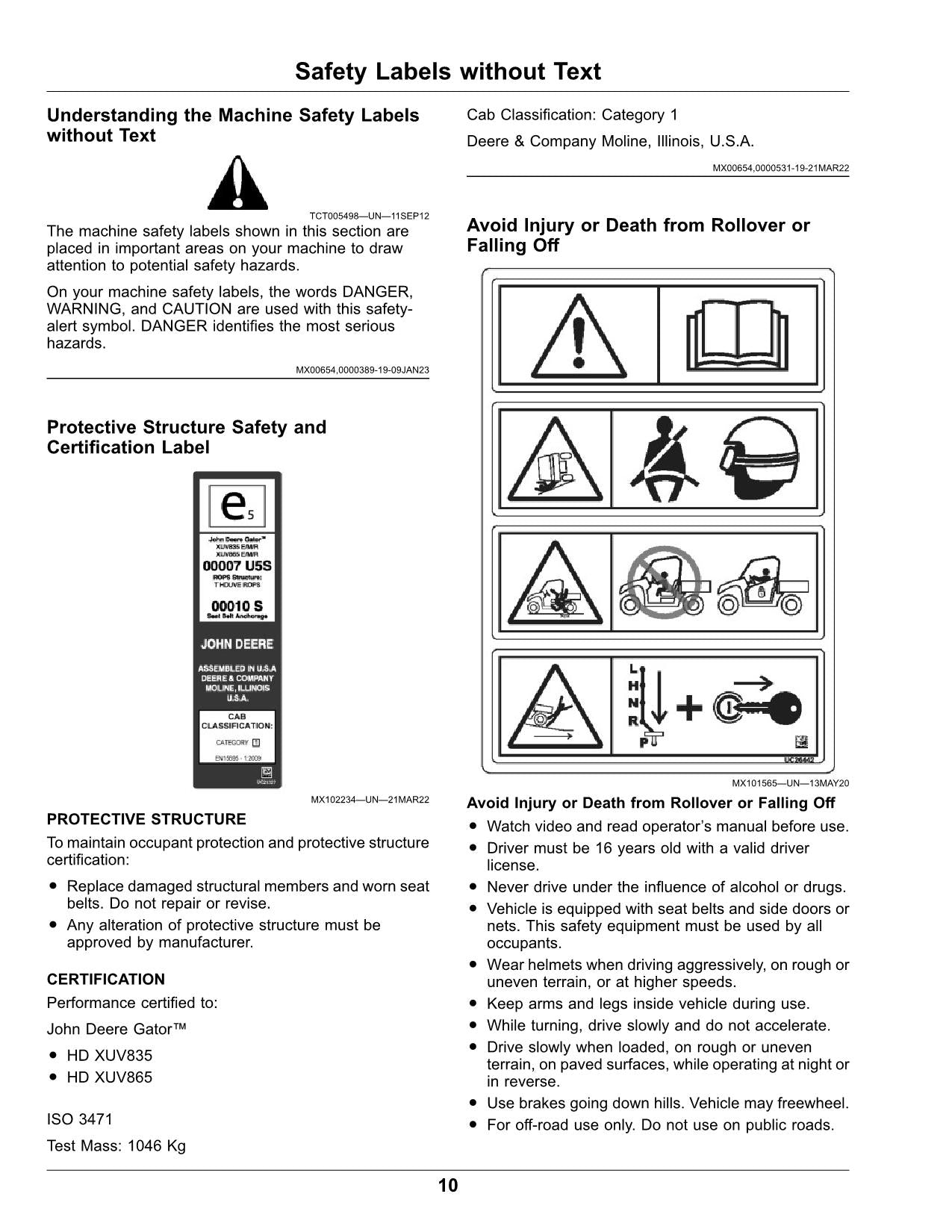 JOHN DEERE XUV835E XUV835R XUV835M GATOR OPERATORS MANUAL 070001-