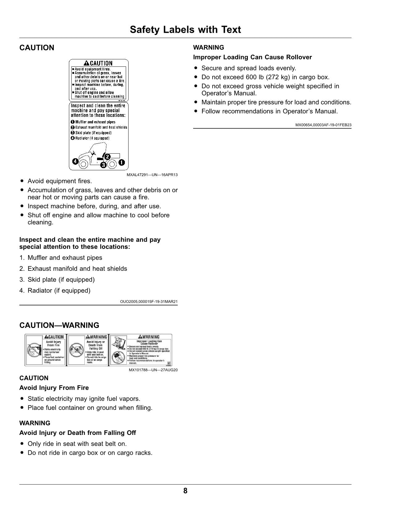 JOHN DEERE XUV835E XUV835M XUV835R GATOR OPERATORS MANUAL 070001-