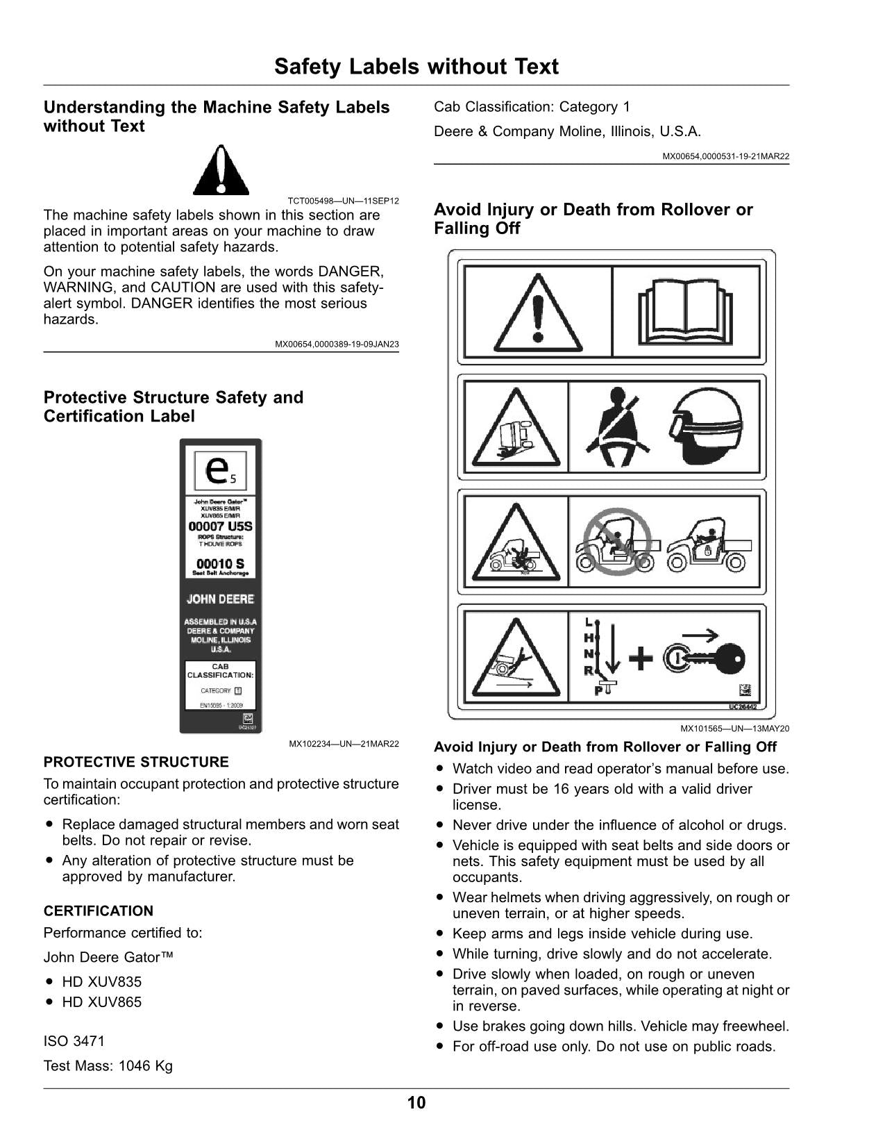 JOHN DEERE XUV835E XUV835R XUV835M GATOR OPERATORS MANUAL 060001-