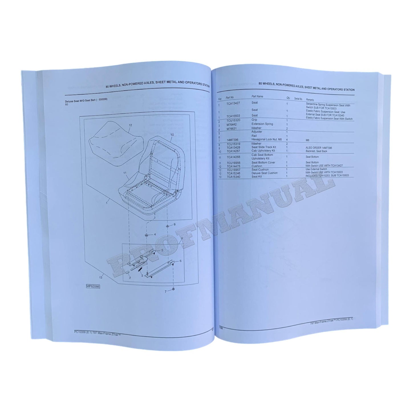 John Deere 797 Max-Frame ZTrak Parts Catalog Manual + !BONUS!