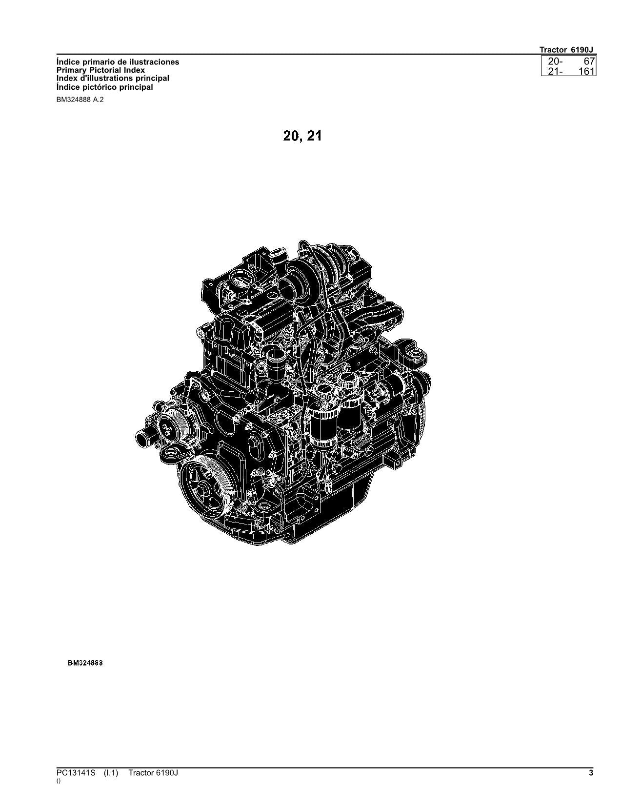 JOHN DEERE 6190J TRAKTOR ERSATZTEILEKATALOGHANDBUCH Spanisch