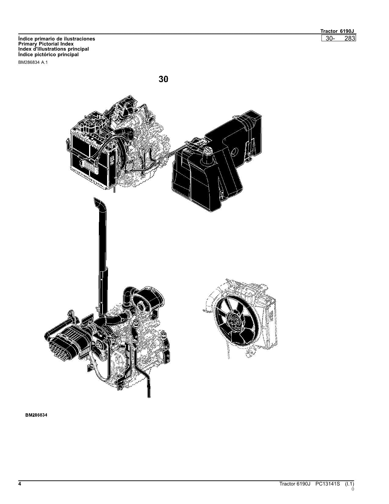 JOHN DEERE 6190J TRAKTOR ERSATZTEILEKATALOGHANDBUCH Spanisch