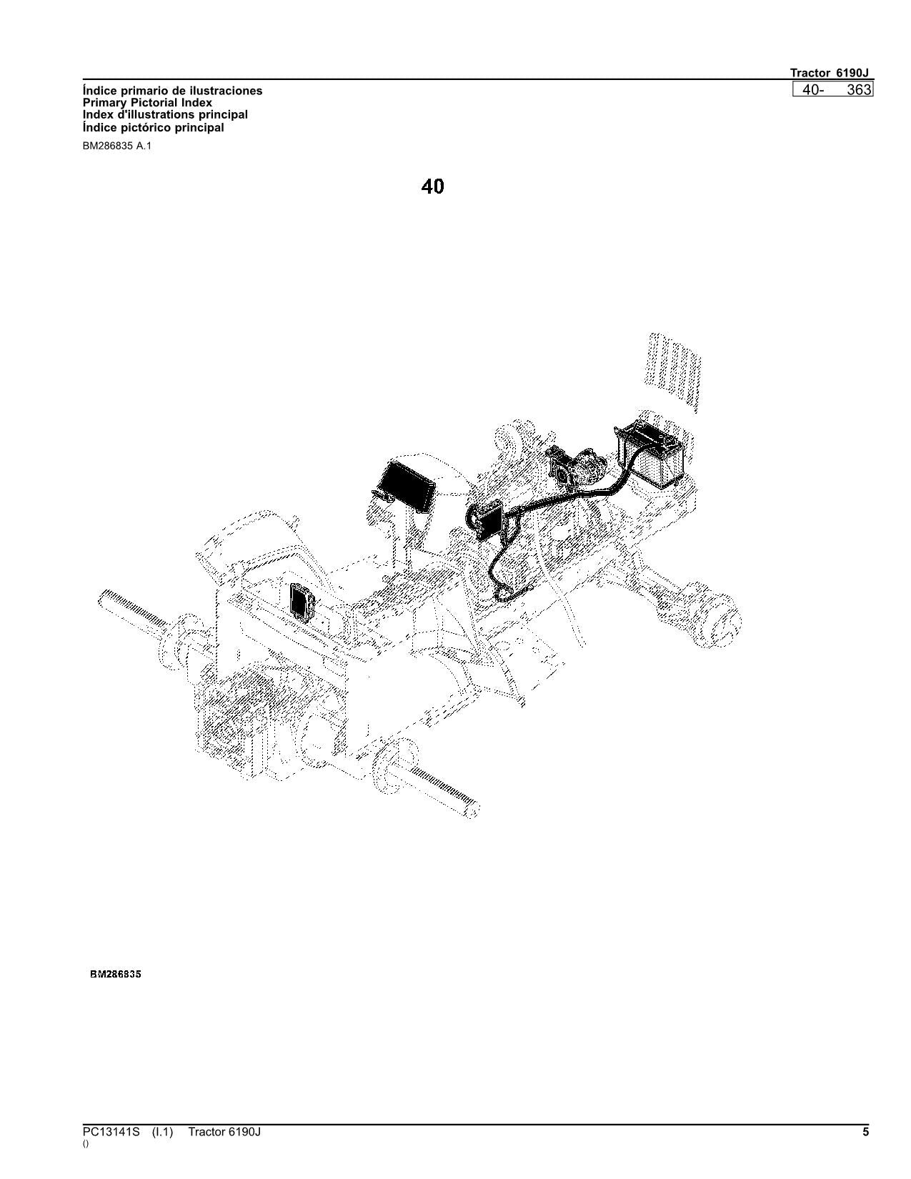 JOHN DEERE 6190J TRAKTOR ERSATZTEILEKATALOGHANDBUCH Spanisch