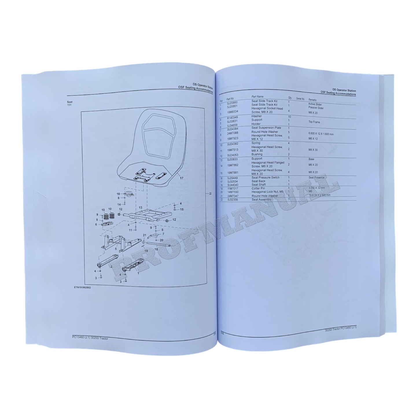 JOHN DEERE 3025D TRAKTOR-TEILEKATALOGHANDBUCH