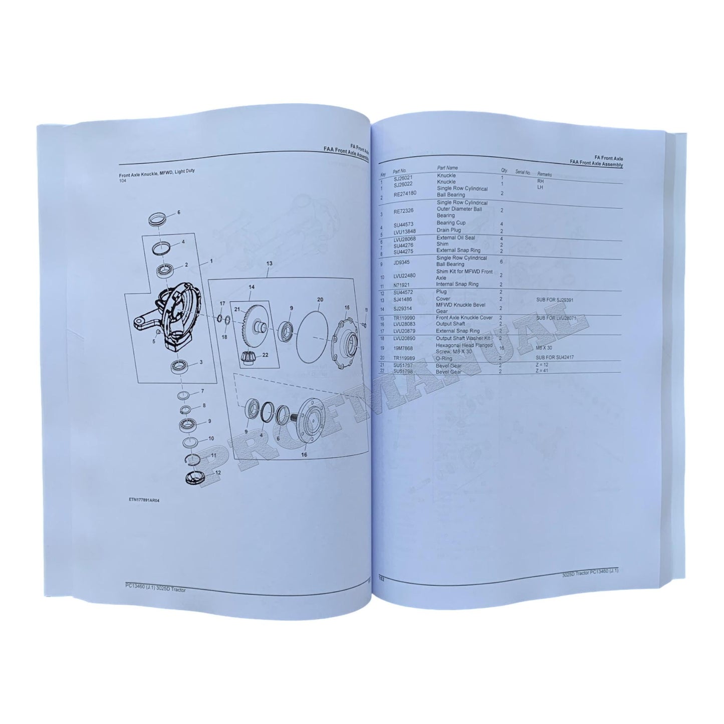 JOHN DEERE 3025D TRAKTOR-TEILEKATALOGHANDBUCH