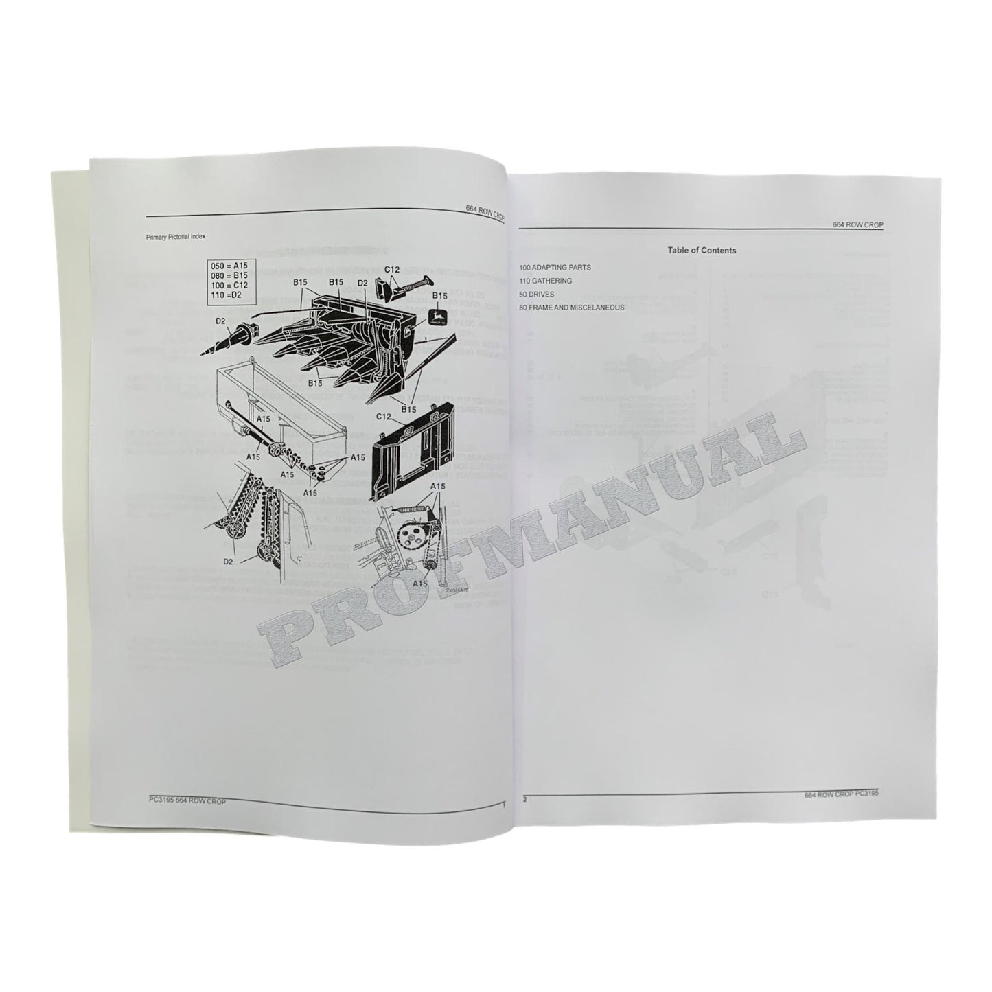 JOHN DEERE 664 HEADER PARTS CATALOG MANUAL