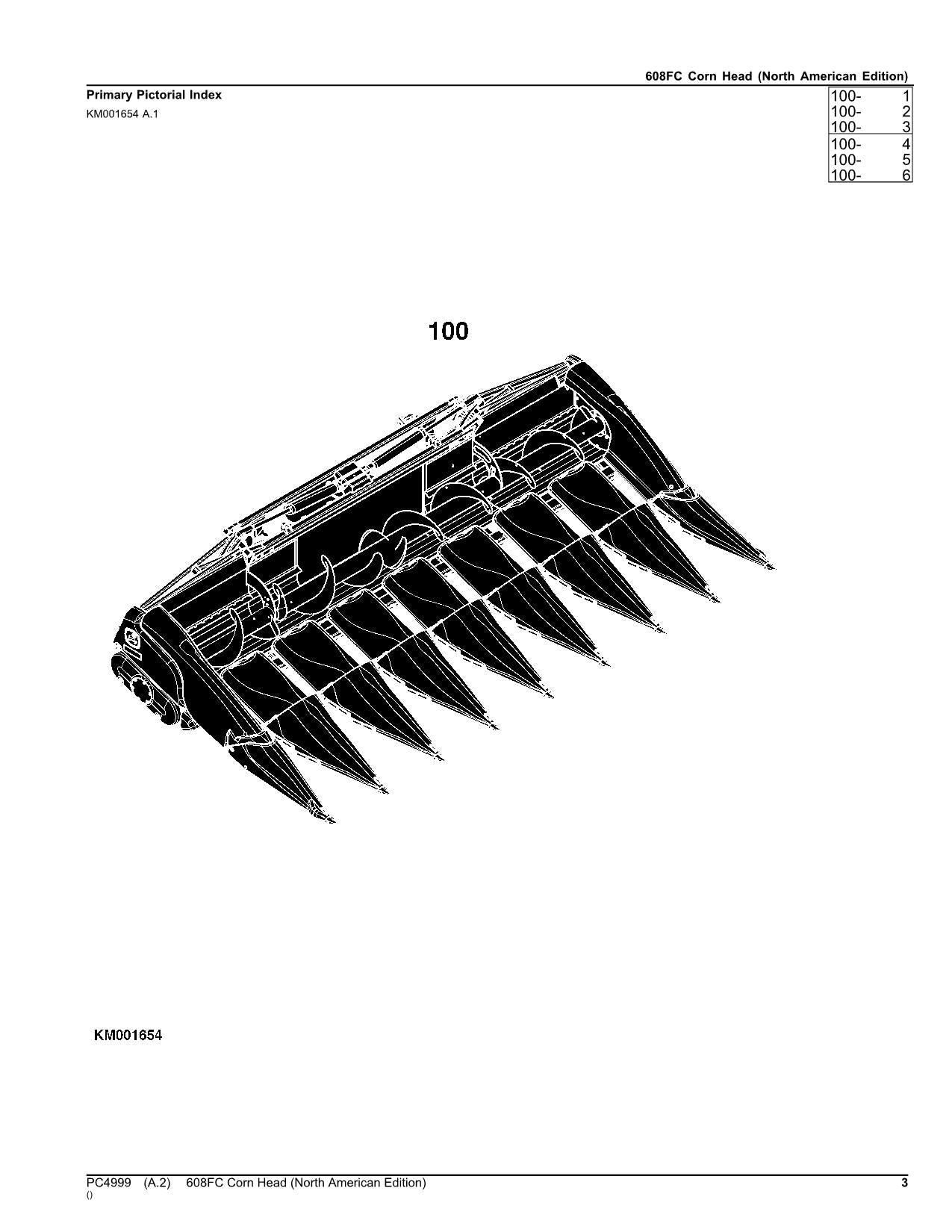 John Deere 608FC Corn Head 770 Parts Catalog Manual