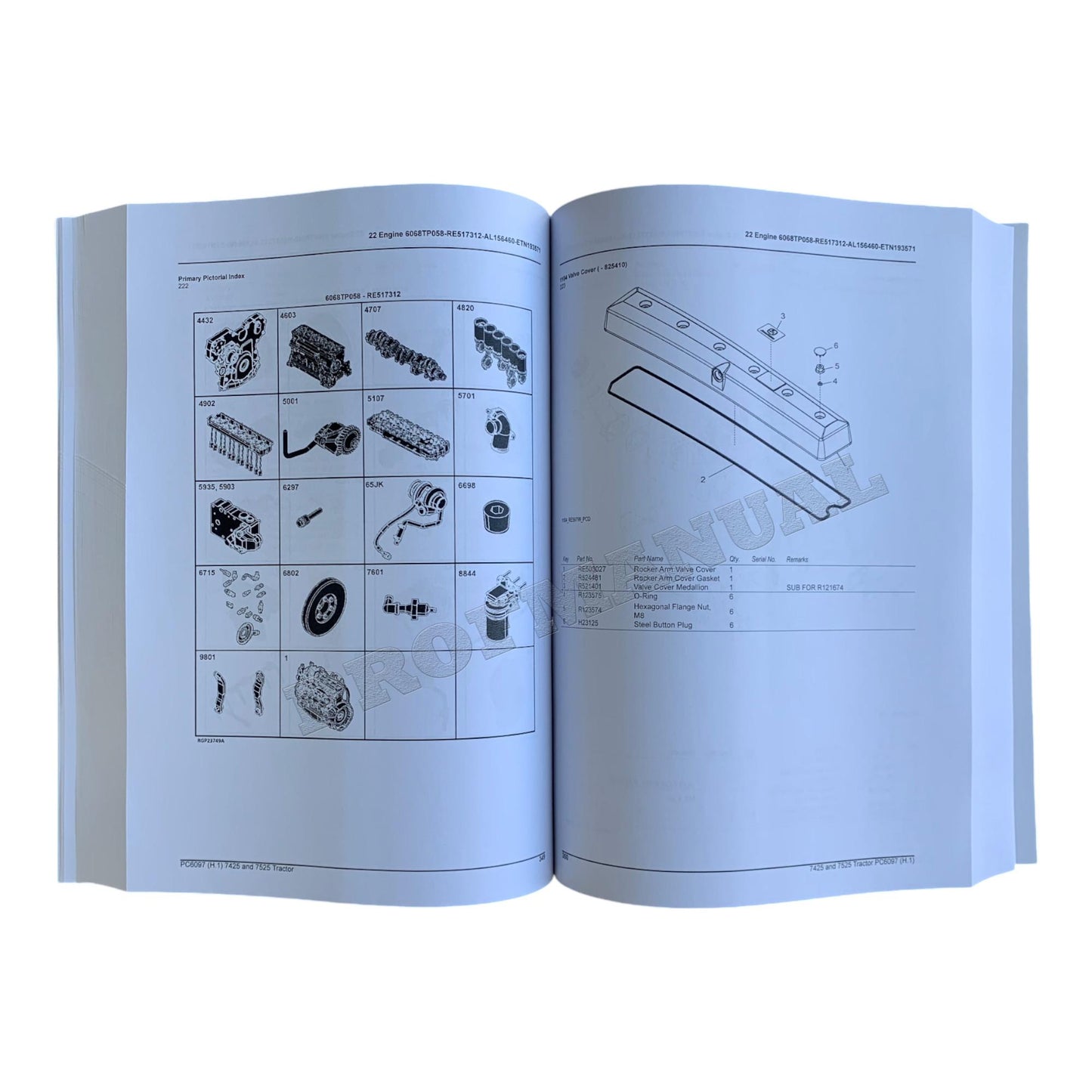 JOHN DEERE 7425 7525 TRAKTOR ERSATZTEILKATALOGHANDBUCH